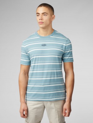 Ben Sherman Fine Stripe T-Shirt Blue | 4513967-XG