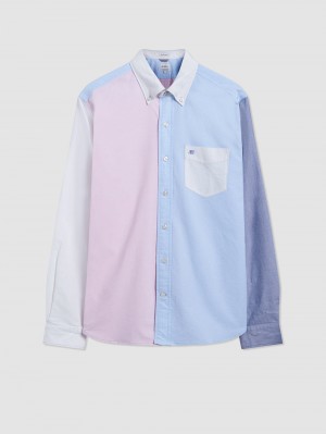 Ben Sherman Varsity Oxford Color Blocked Organic Shirts Pink | 8204179-SU