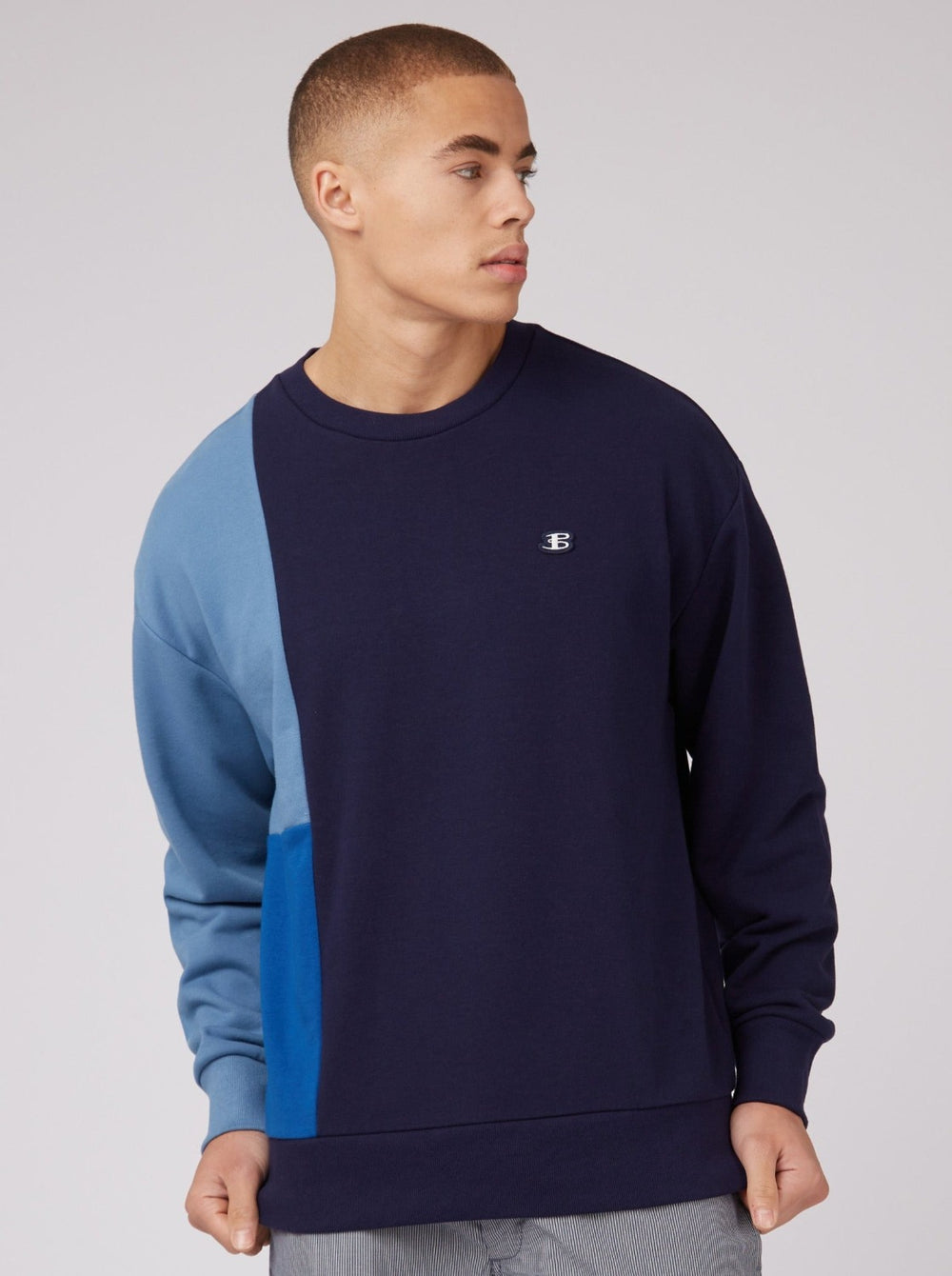 Ben Sherman B by Ben Sherman Colorblock Crewneck Sweatshirts Blue | 3489105-AD