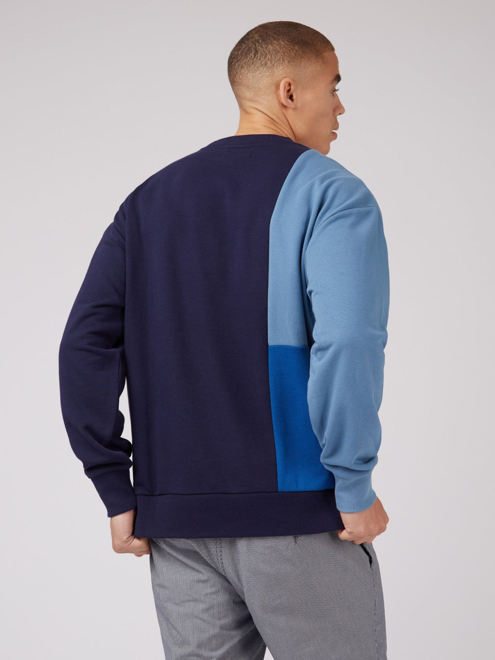 Ben Sherman B by Ben Sherman Colorblock Crewneck Sweatshirts Blue | 3489105-AD