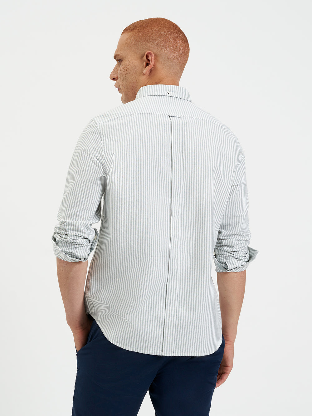 Ben Sherman Brighton Oxford Organic Stripe Green Bengal Stripe Shirts Green Stripes | 2307916-IC
