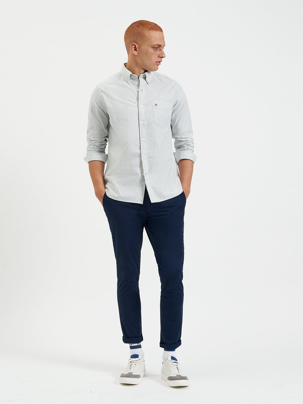 Ben Sherman Brighton Oxford Organic Stripe Green Bengal Stripe Shirts Green Stripes | 2307916-IC
