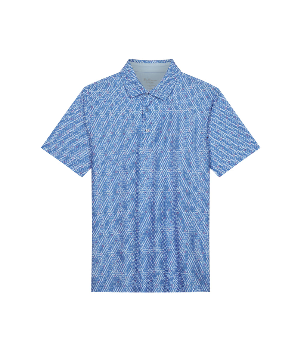 Ben Sherman Broken Record Tech Jersey Sports Fit Polo Shirts Blue | 6187439-JR
