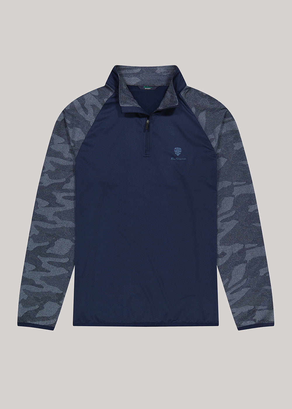 Ben Sherman Camo Jacq. Sleeve Quarter Zip Jackets Navy | 3917045-BK
