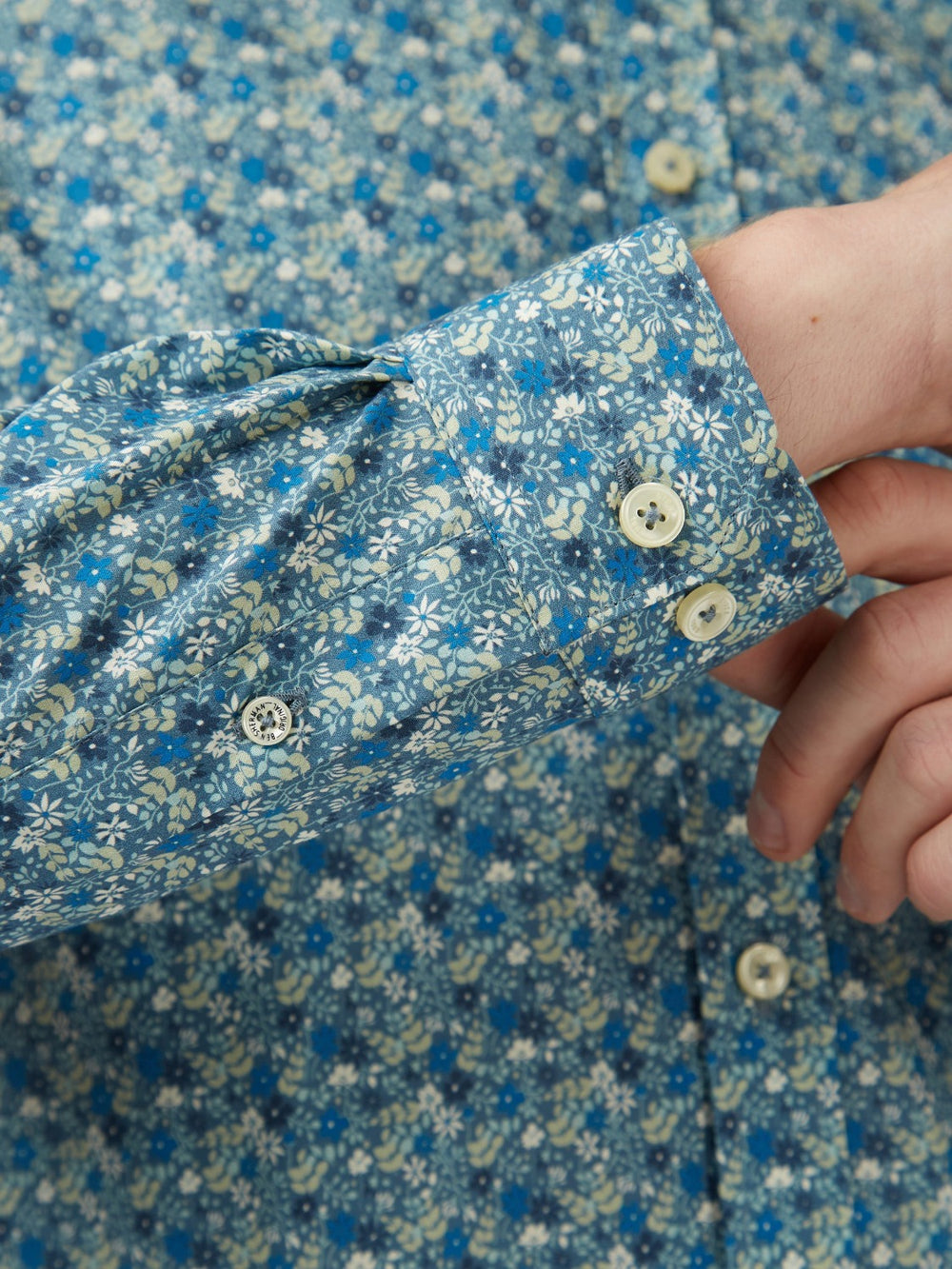 Ben Sherman Floral Print Long-Sleeve Shirts Blue Grey | 2936507-IA