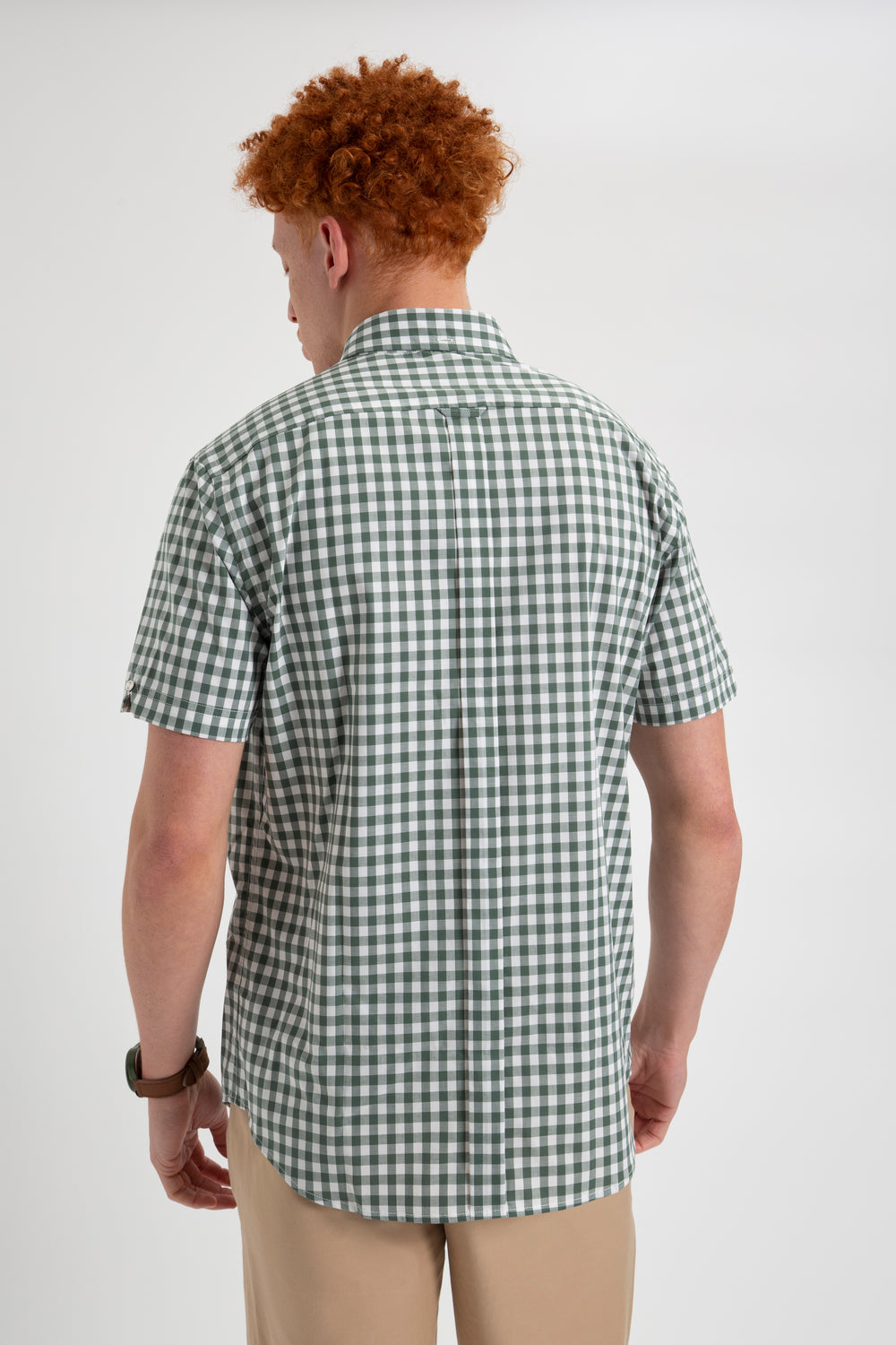 Ben Sherman House Poplin Gingham Shirts Olive | 8249701-KL