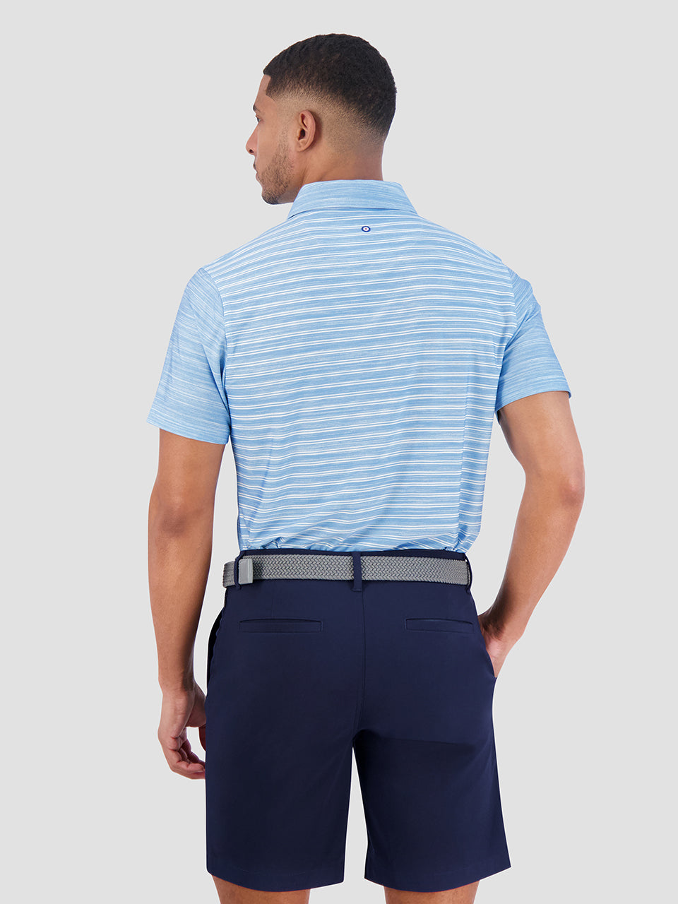 Ben Sherman Melange Stripes Color Block Tech Jersey Sports Fit Polo Shirts Azure | 1708692-TC