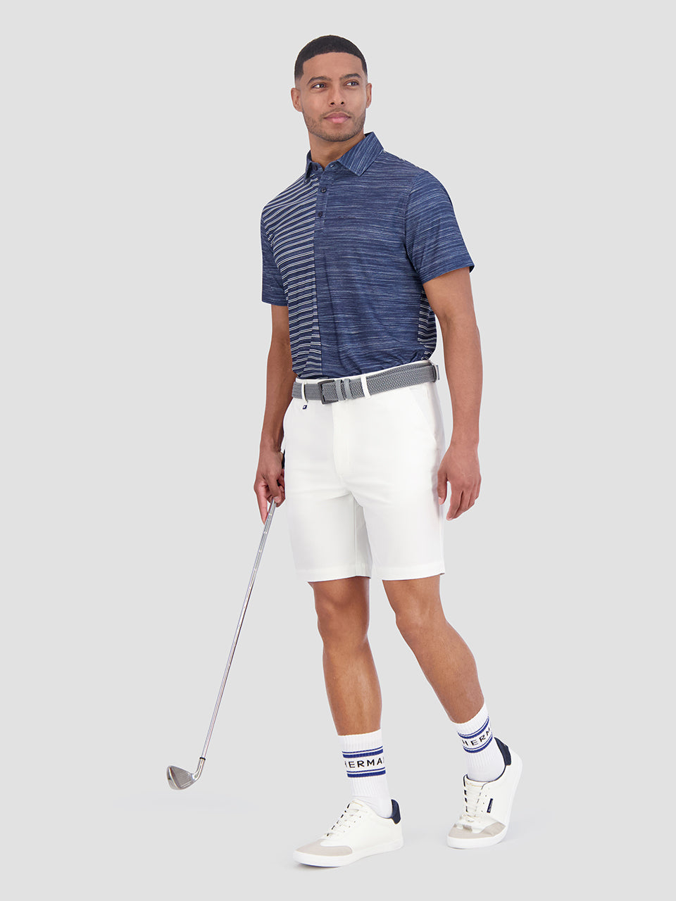 Ben Sherman Melange Stripes Color Block Tech Jersey Sports Fit Polo Shirts Navy | 6041589-WU
