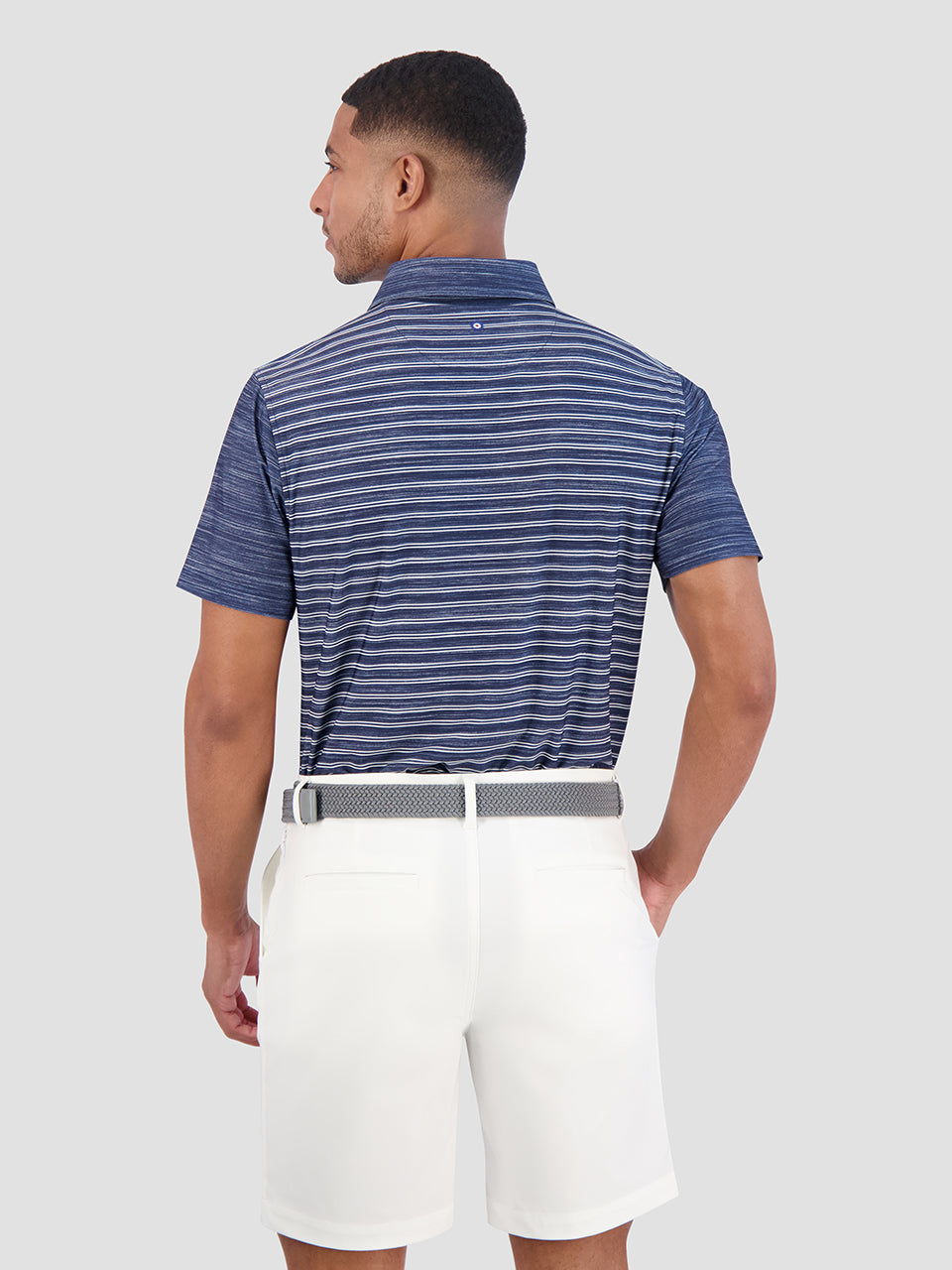 Ben Sherman Melange Stripes Color Block Tech Jersey Sports Fit Polo Shirts Navy | 6041589-WU