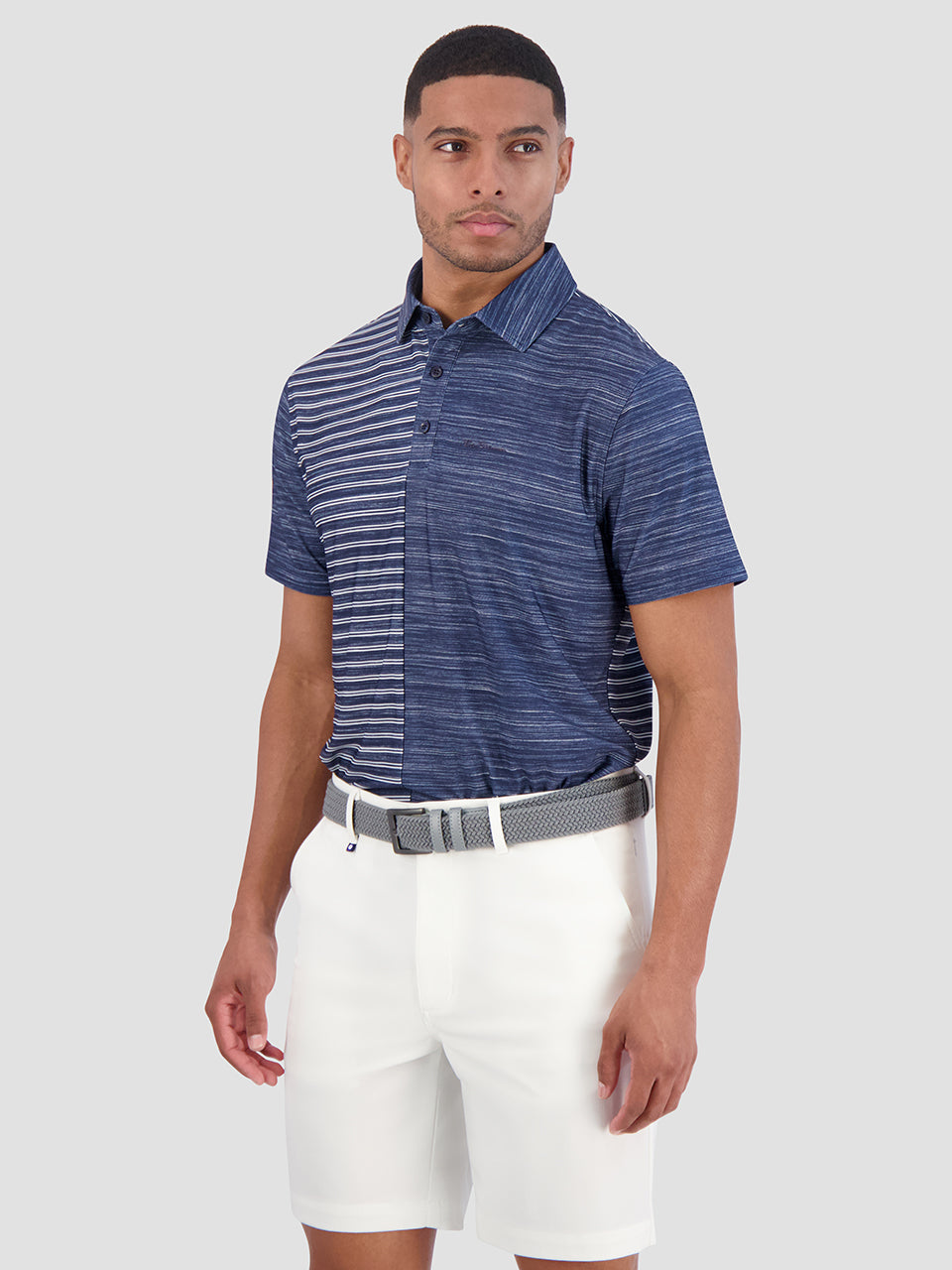 Ben Sherman Melange Stripes Color Block Tech Jersey Sports Fit Polo Shirts Navy | 6041589-WU