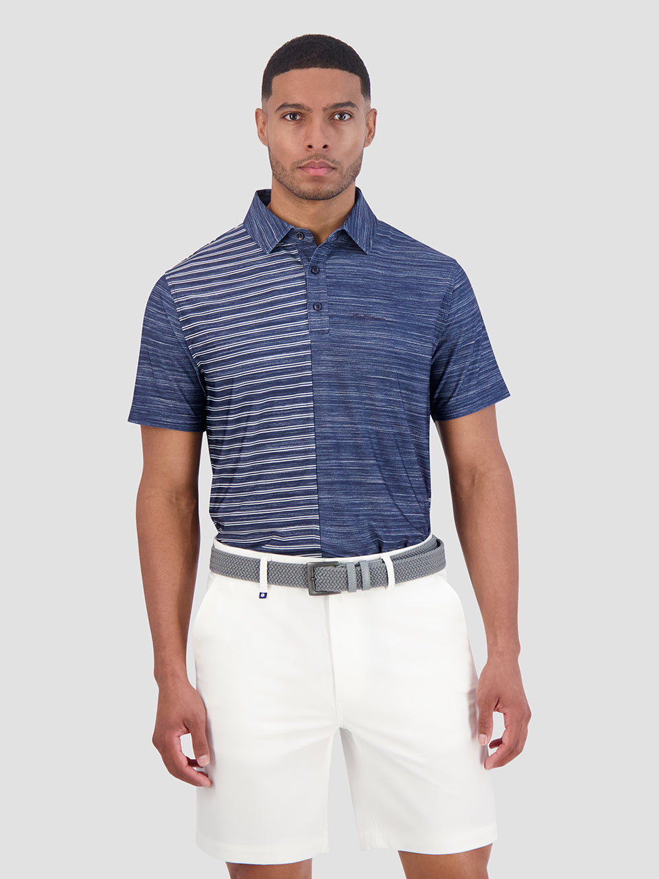 Ben Sherman Melange Stripes Color Block Tech Jersey Sports Fit Polo Shirts Navy | 6041589-WU