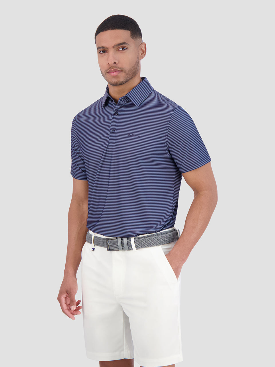 Ben Sherman Mini Stripes Tech Jersey Sports Fit Polo Shirts Navy | 2798510-BQ