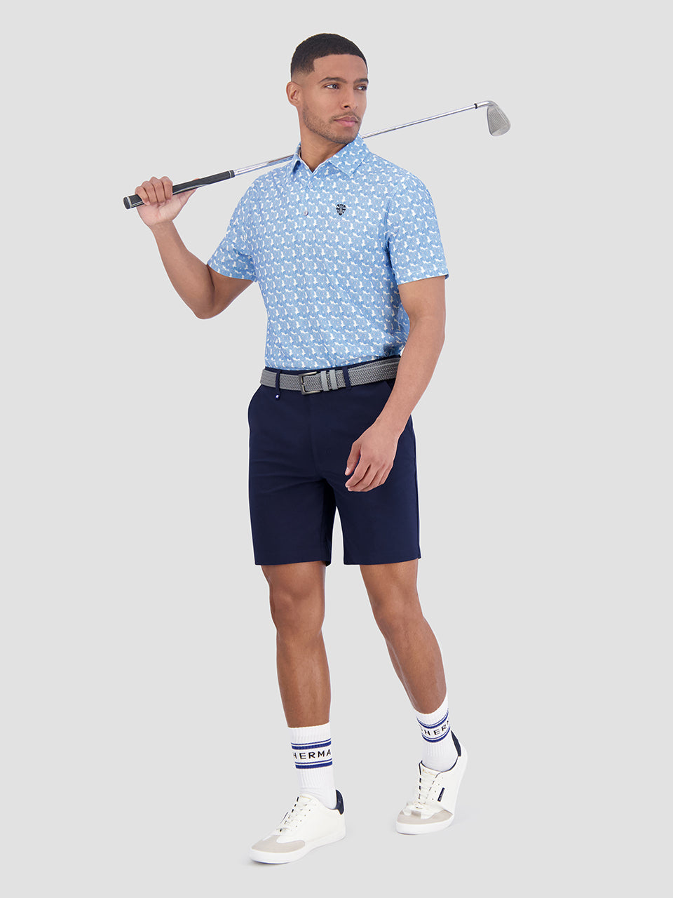 Ben Sherman Psychedelic Helmet Tech Jersey Sports Fit Polo Shirts Blue | 3560798-VD
