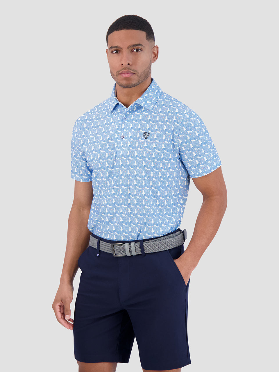 Ben Sherman Psychedelic Helmet Tech Jersey Sports Fit Polo Shirts Blue | 3560798-VD