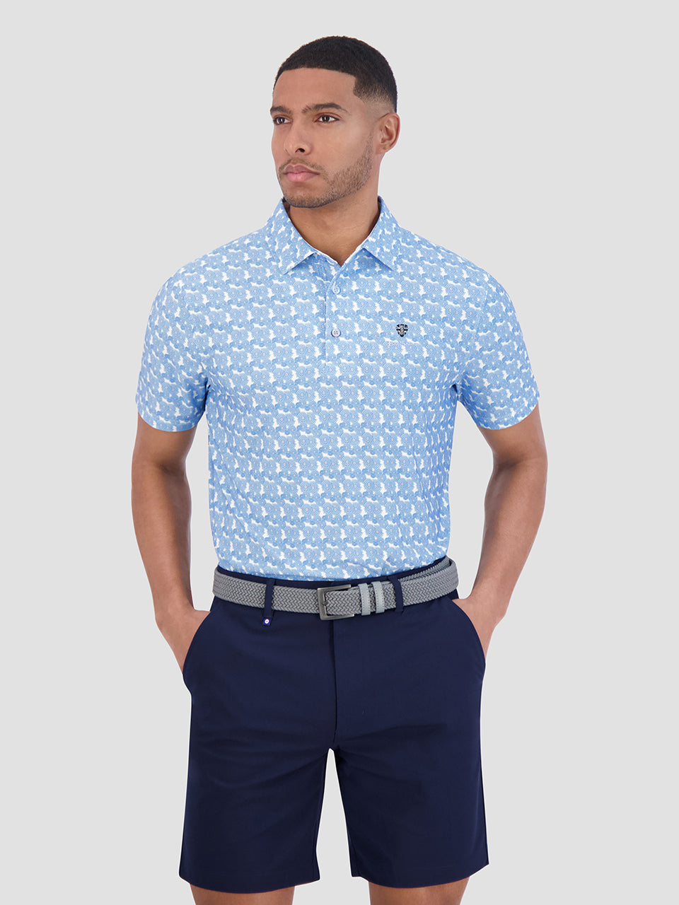 Ben Sherman Psychedelic Helmet Tech Jersey Sports Fit Polo Shirts Blue | 3560798-VD