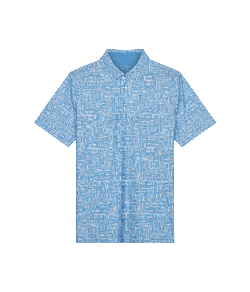 Ben Sherman Radio Stack Tech Jersey Sports Fit Polo Shirts Blue | 8152963-ZC