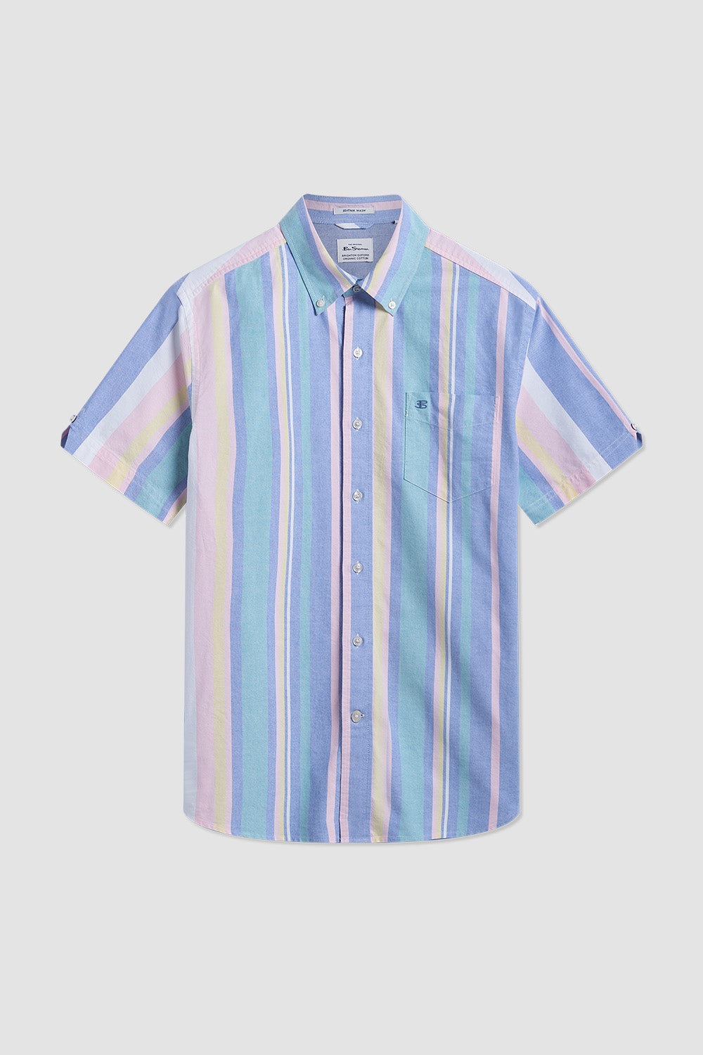 Ben Sherman Short Sleeve Brighton Oxford Organic Stripe Shirts Multicolor Stripes | 6713905-ZV