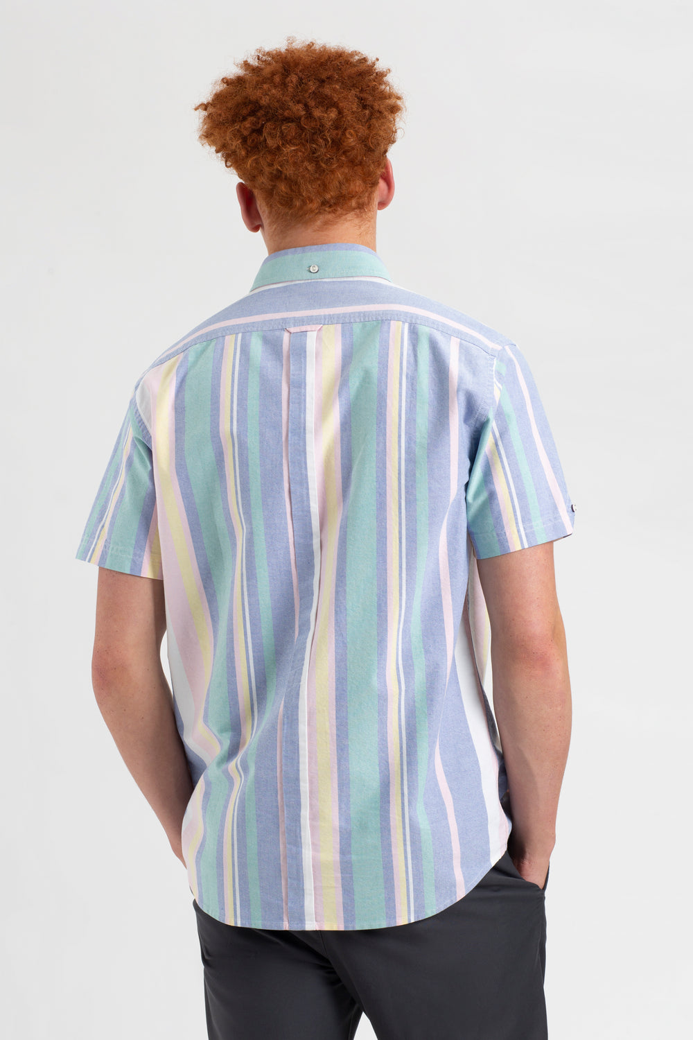 Ben Sherman Short Sleeve Brighton Oxford Organic Stripe Shirts Multicolor Stripes | 6713905-ZV