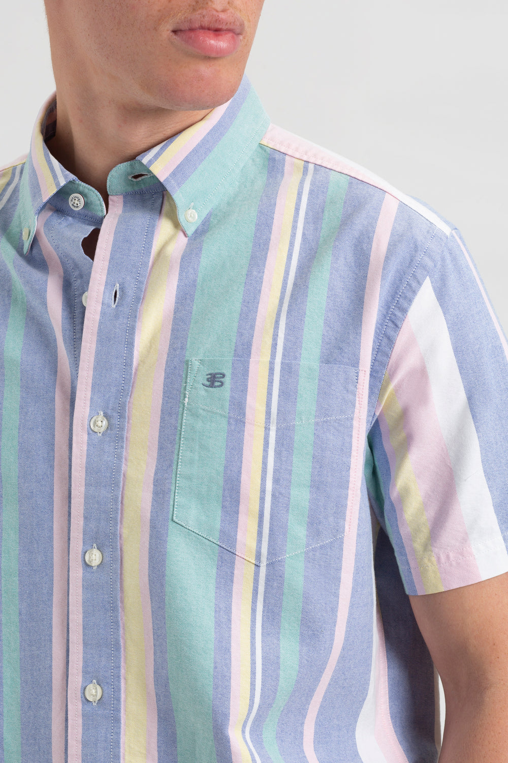 Ben Sherman Short Sleeve Brighton Oxford Organic Stripe Shirts Multicolor Stripes | 6713905-ZV