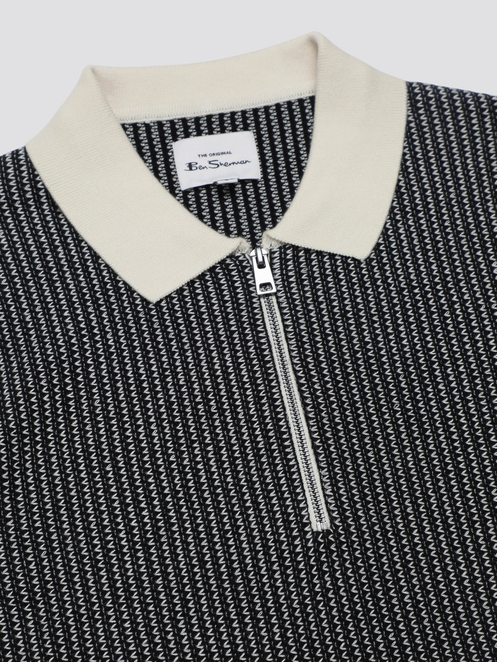 Ben Sherman Signature Bicolor Zip Neck Polo Knitwear White | 3816524-GN