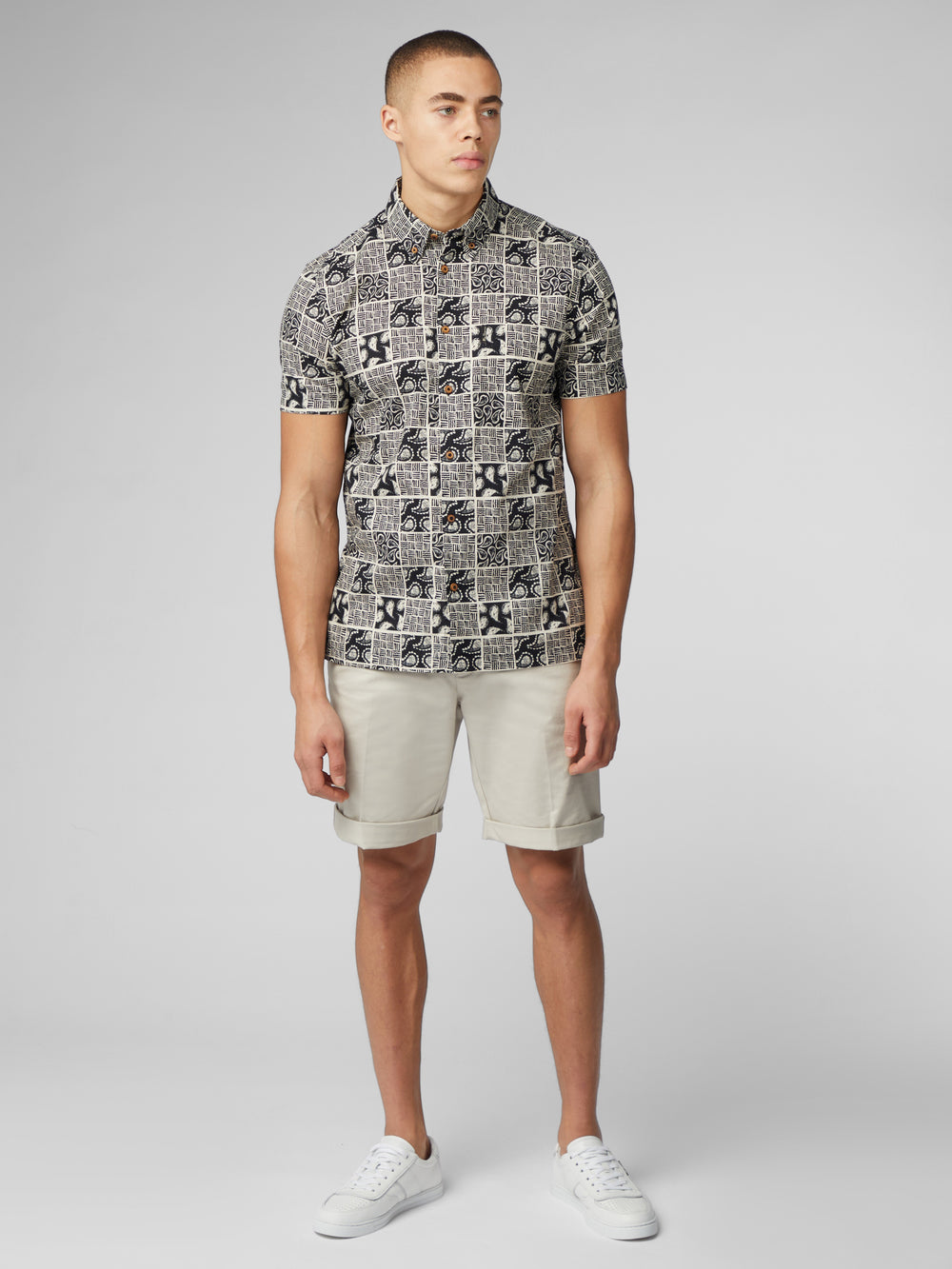 Ben Sherman Signature Checkerboard Paisley Print Shirts Black | 9482316-WU