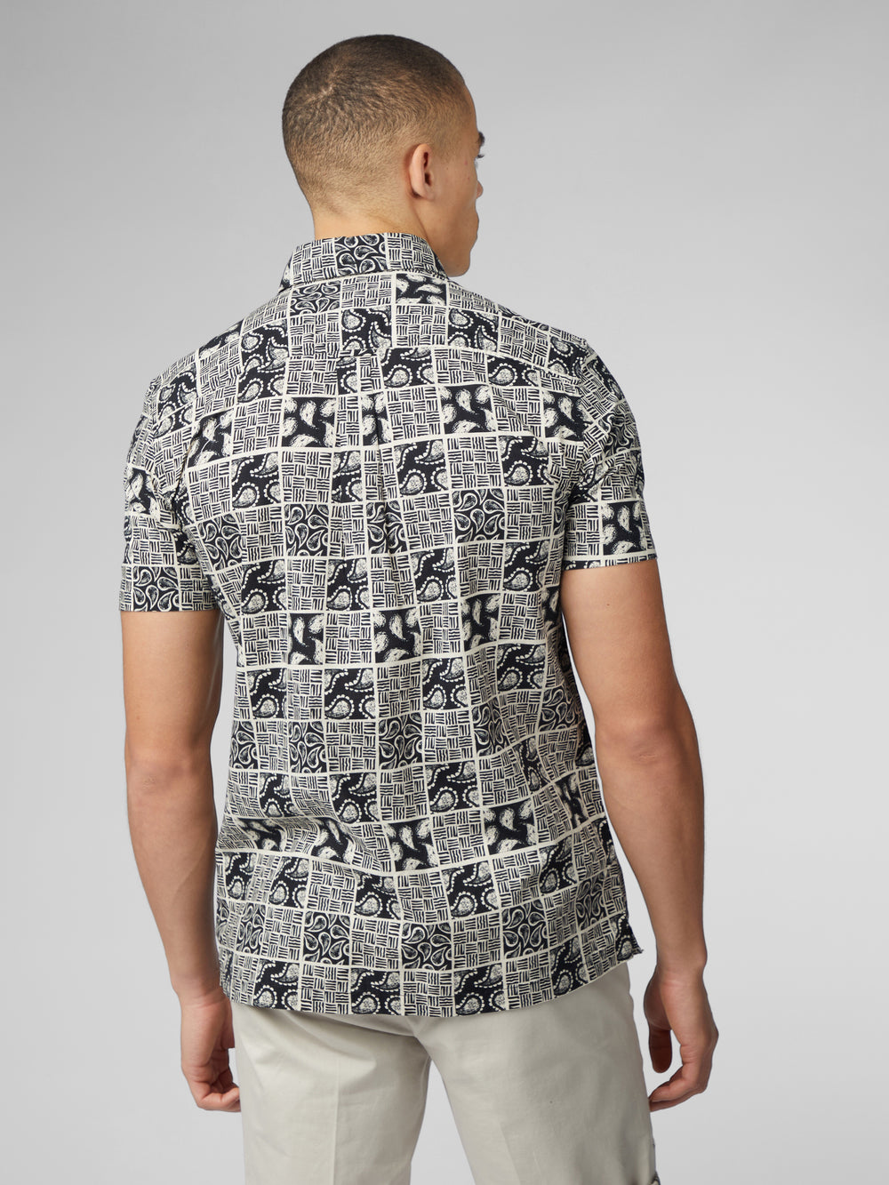 Ben Sherman Signature Checkerboard Paisley Print Shirts Black | 9482316-WU