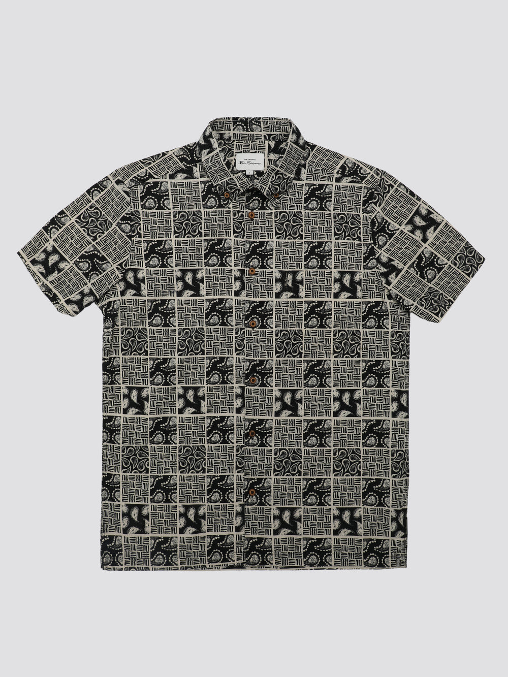Ben Sherman Signature Checkerboard Paisley Print Shirts Black | 9482316-WU