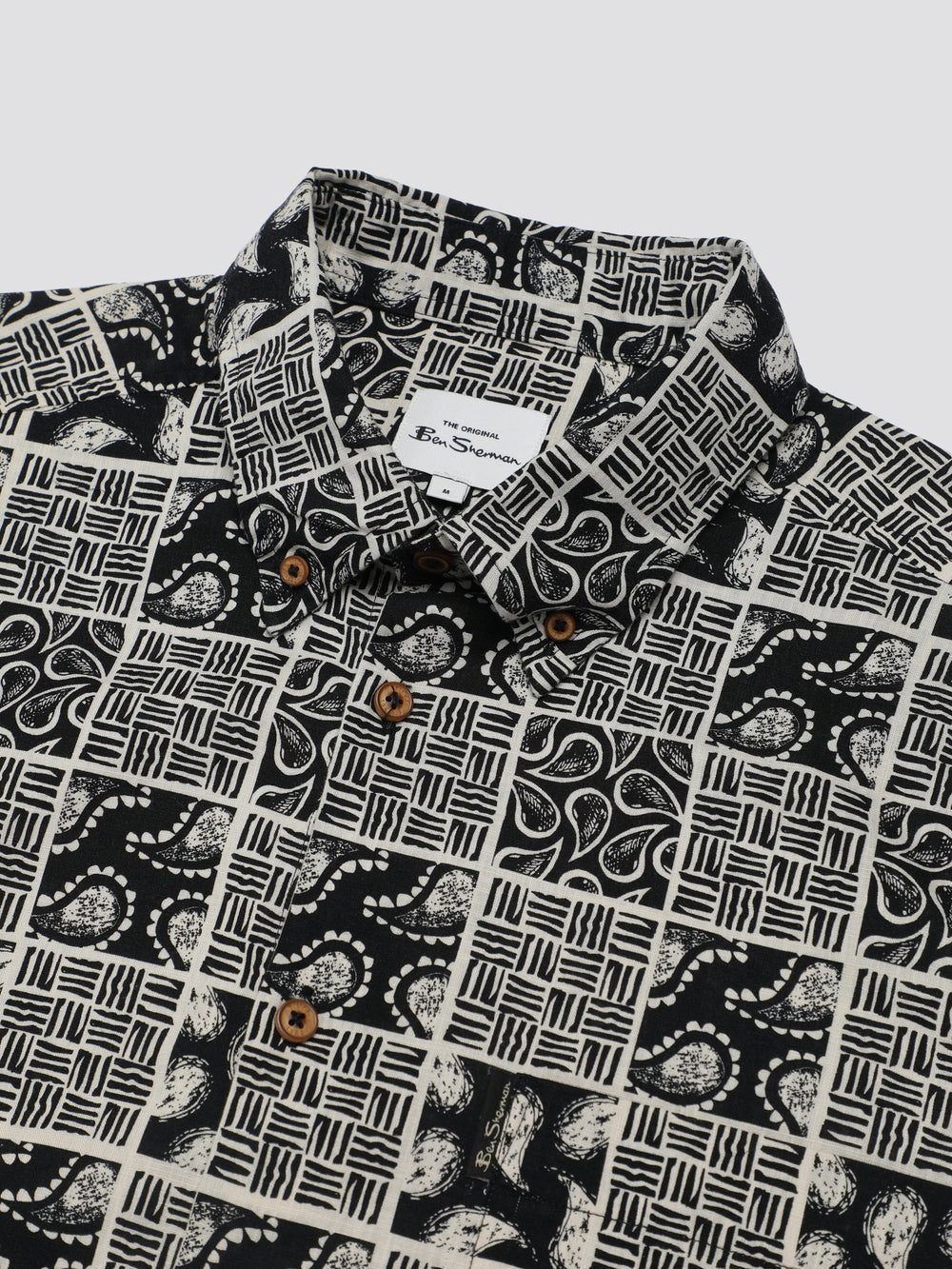 Ben Sherman Signature Checkerboard Paisley Print Shirts Black | 9482316-WU