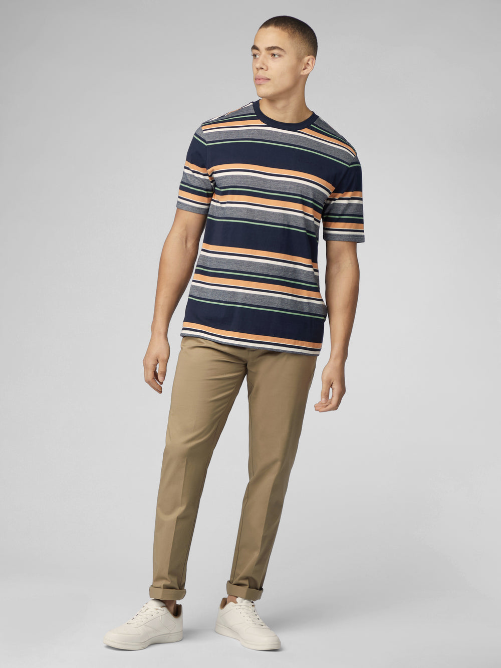 Ben Sherman Signature Engineered Stripe T-Shirt Navy | 5043789-TV