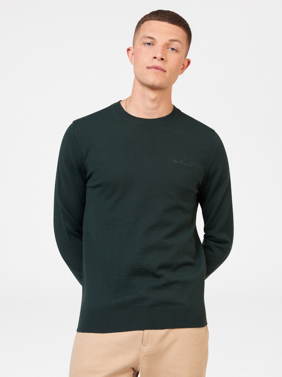 Ben Sherman Signature Merino Crewneck Knitwear Dark Green | 8635094-DE