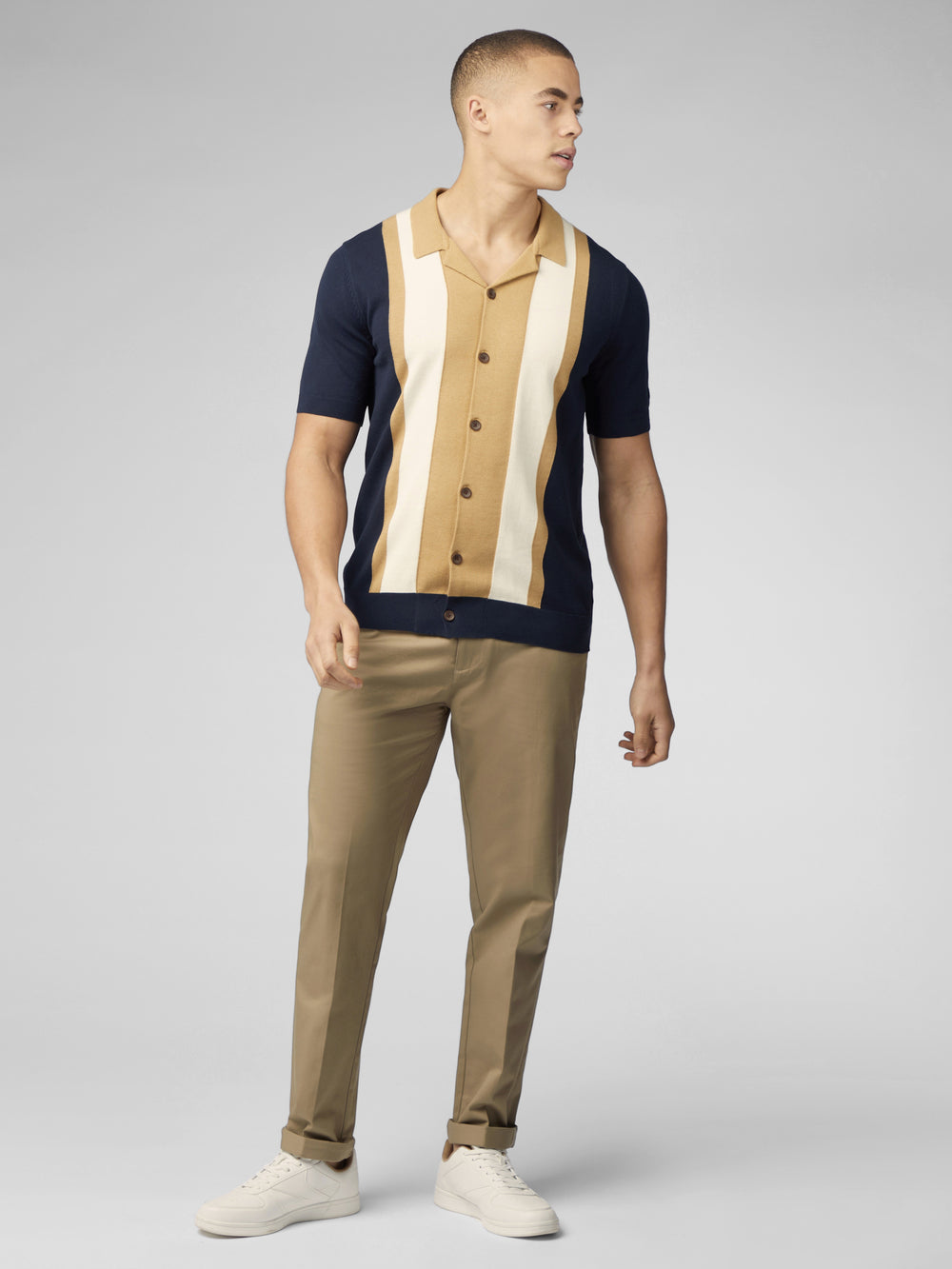 Ben Sherman Signature Resort Neck Button Through Polo Knitwear Navy | 7218465-XW