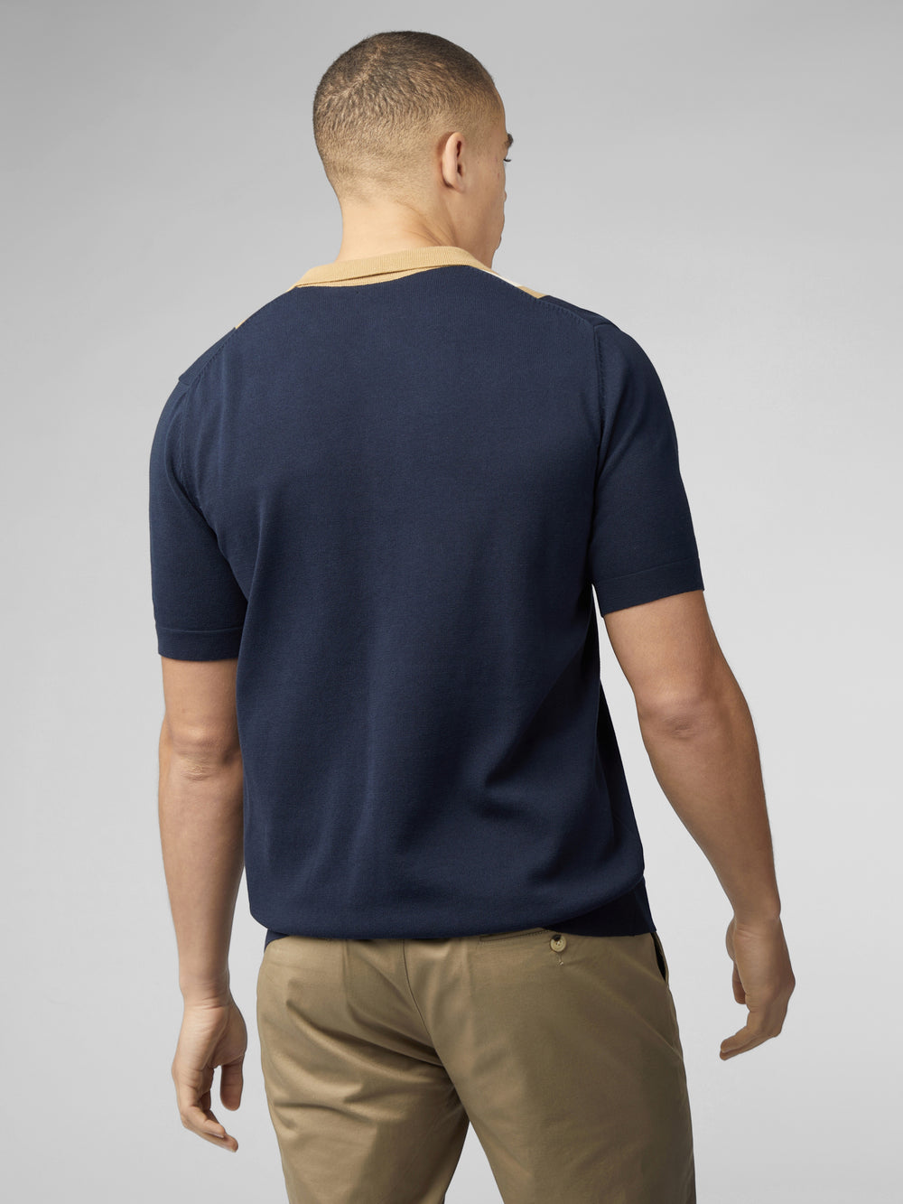 Ben Sherman Signature Resort Neck Button Through Polo Knitwear Navy | 7218465-XW