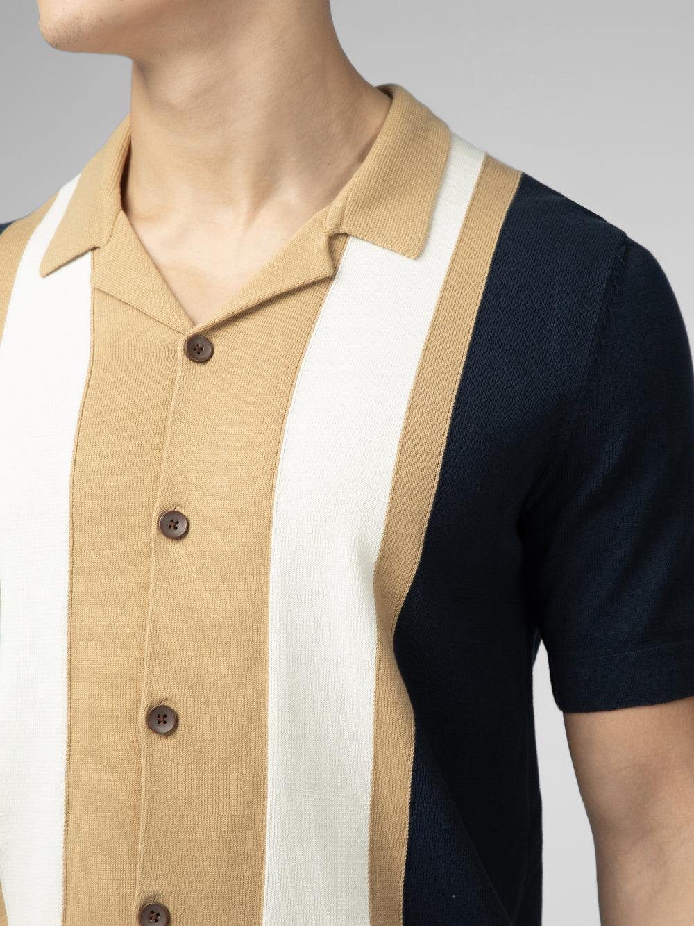 Ben Sherman Signature Resort Neck Button Through Polo Knitwear Navy | 7218465-XW