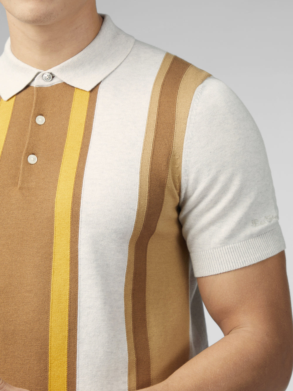 Ben Sherman Signature Vertical Stripe Polo Knitwear White | 1982546-NF