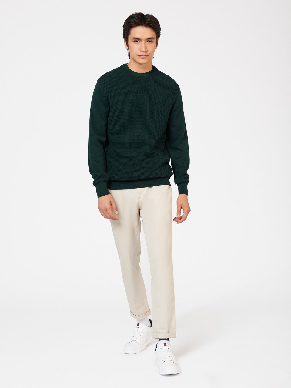 Ben Sherman Textured Crewneck Knitwear Dark Green | 2690587-BR