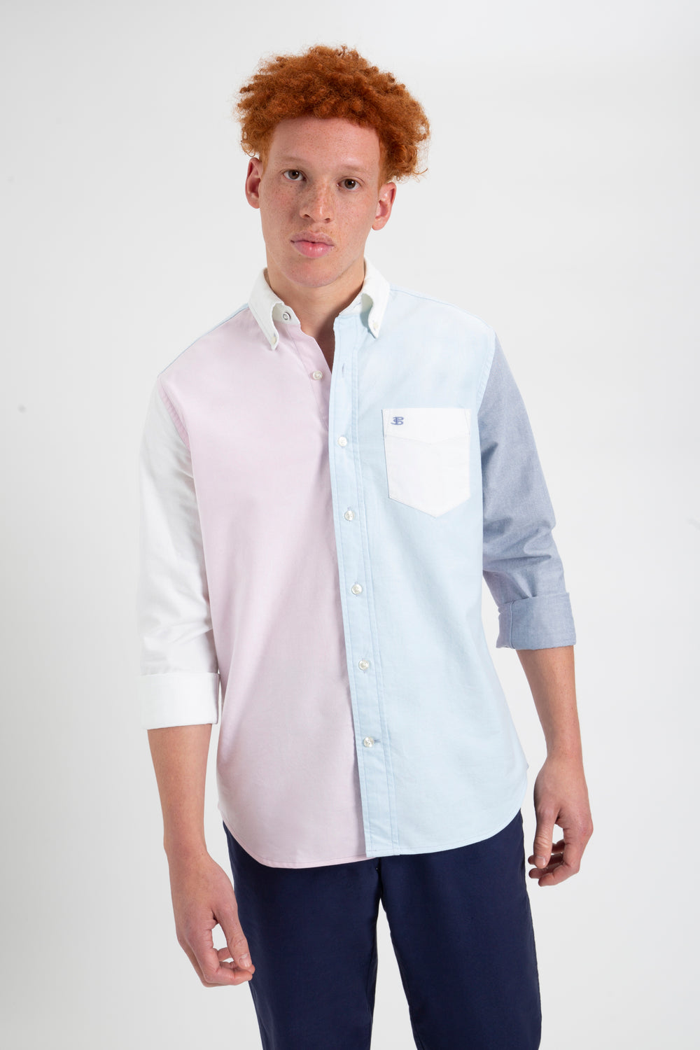 Ben Sherman Varsity Oxford Color Blocked Organic Shirts Pink | 8204179-SU