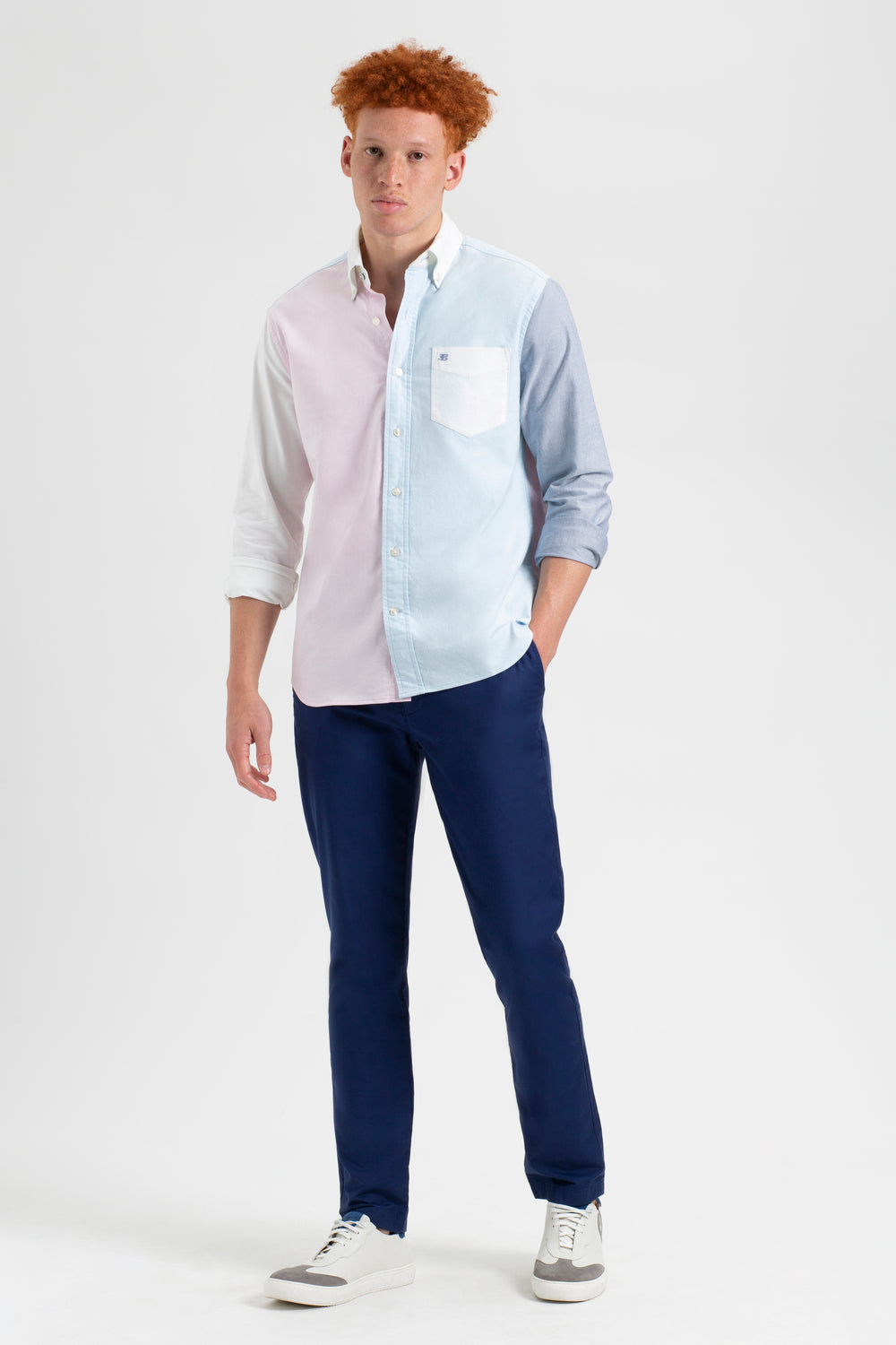 Ben Sherman Varsity Oxford Color Blocked Organic Shirts Pink | 8204179-SU